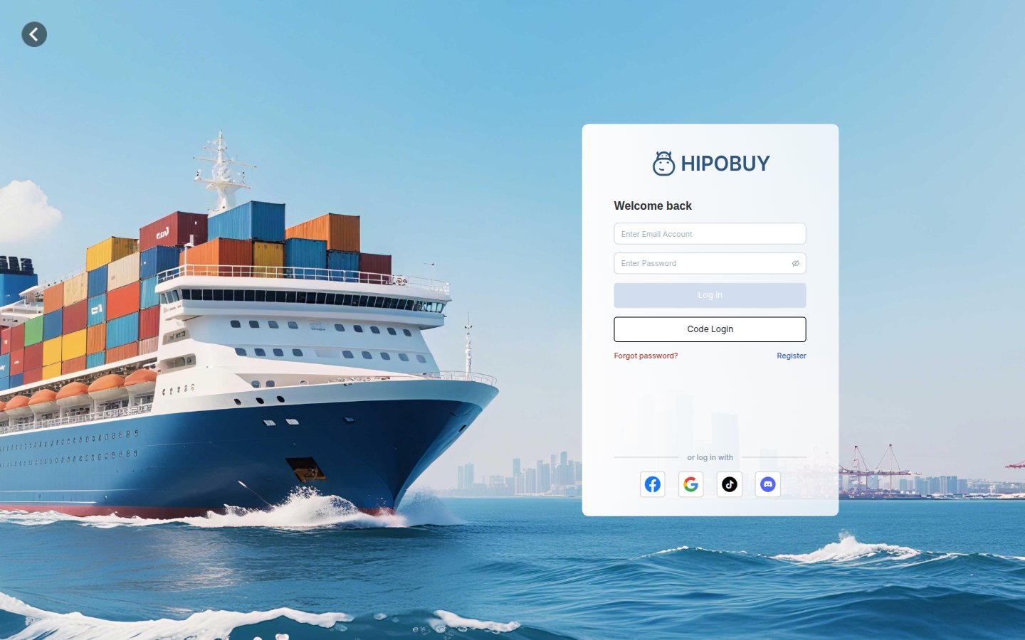 HipoBuy DIY Order opened Sign In / Register at /login?redirect=/order/manual